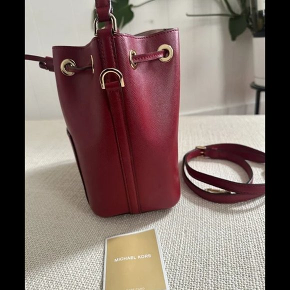 Michael Kors Cherry Red Bucket Bag - Picture 9 of 12